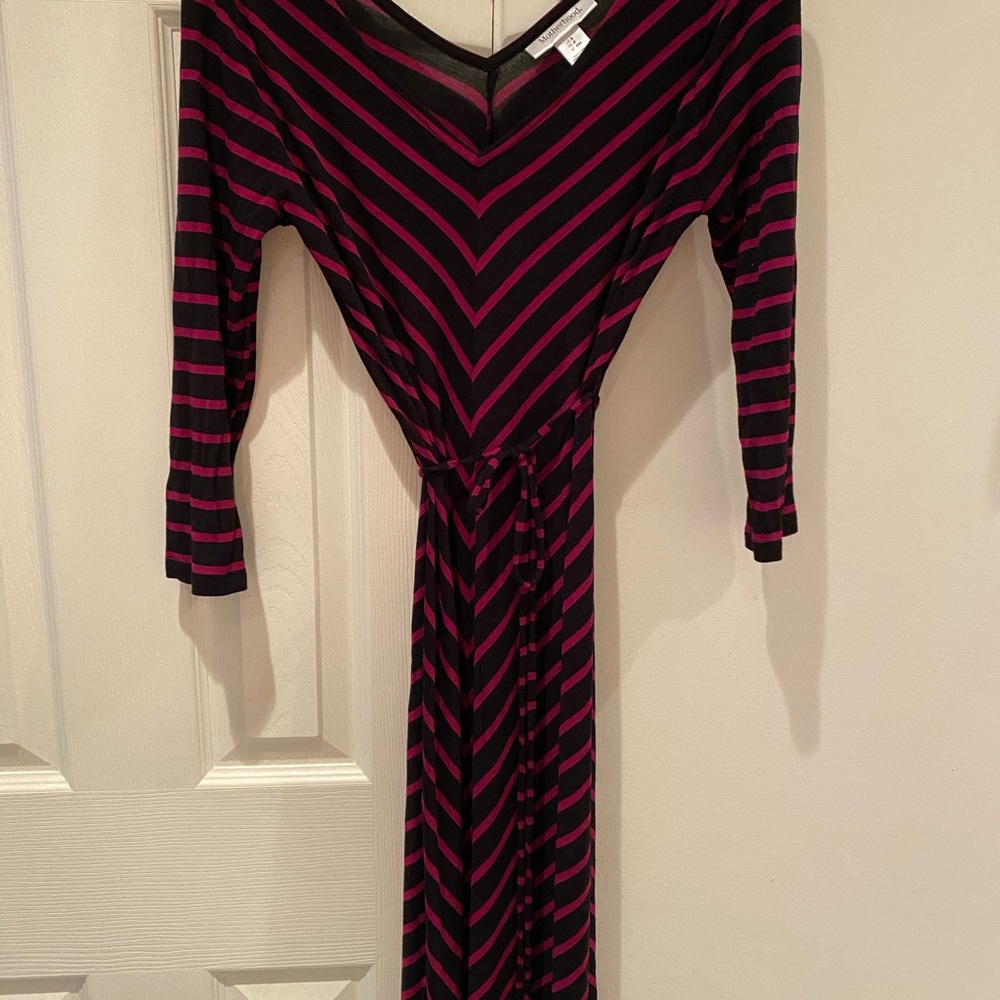 Striped maternity maxi dress